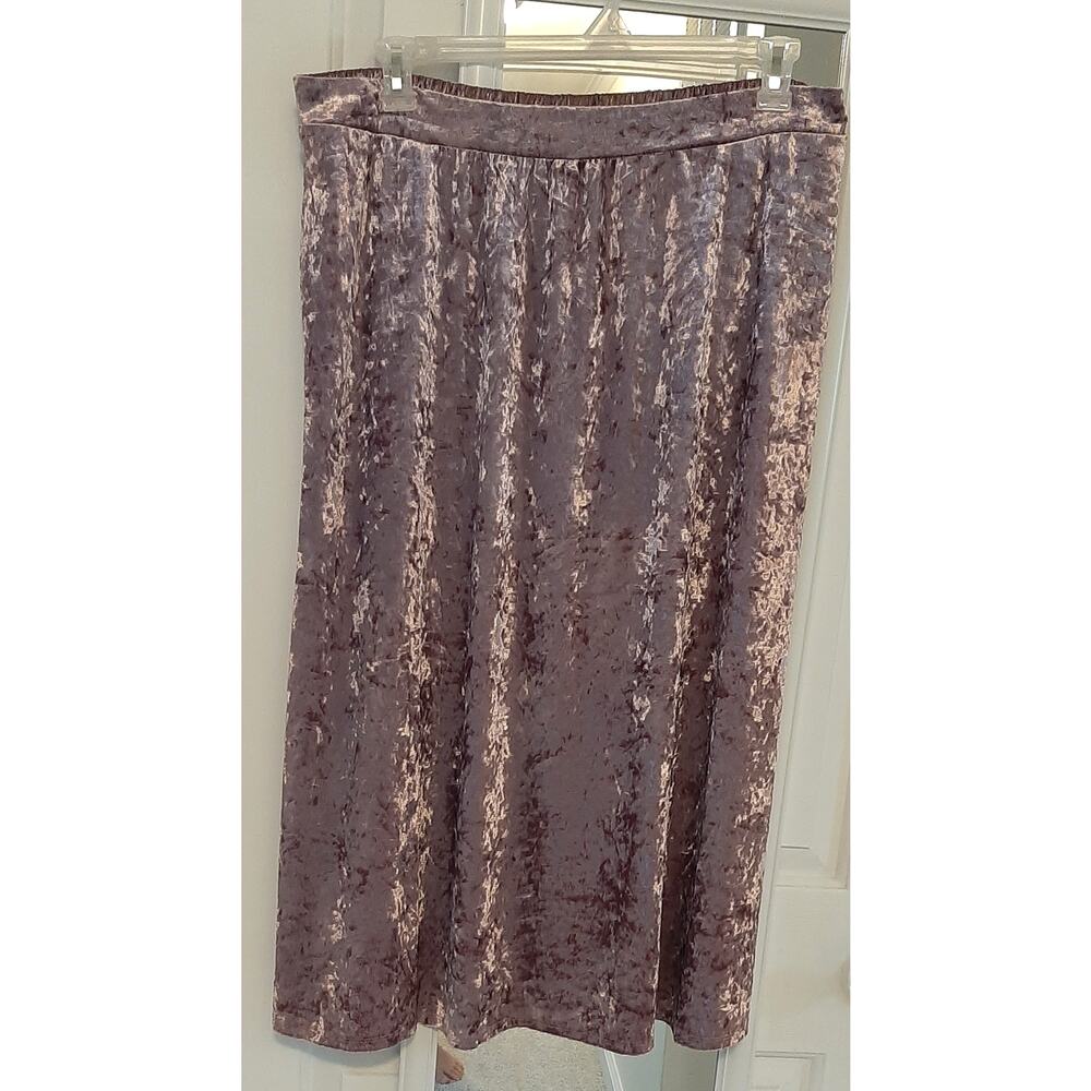 Terra Sky Pink Crush Velvet Maxi Skirt Size OX (14W)